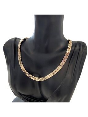 Sarah Coventry Gold-Tone Link Necklace With Textured Detailing Vintage Jewelry 1